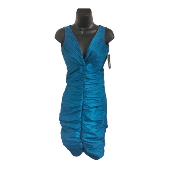 Jessica Howard‎ teal green v-neck shirred sleeveless dress size 14 new - Picture 1 of 14